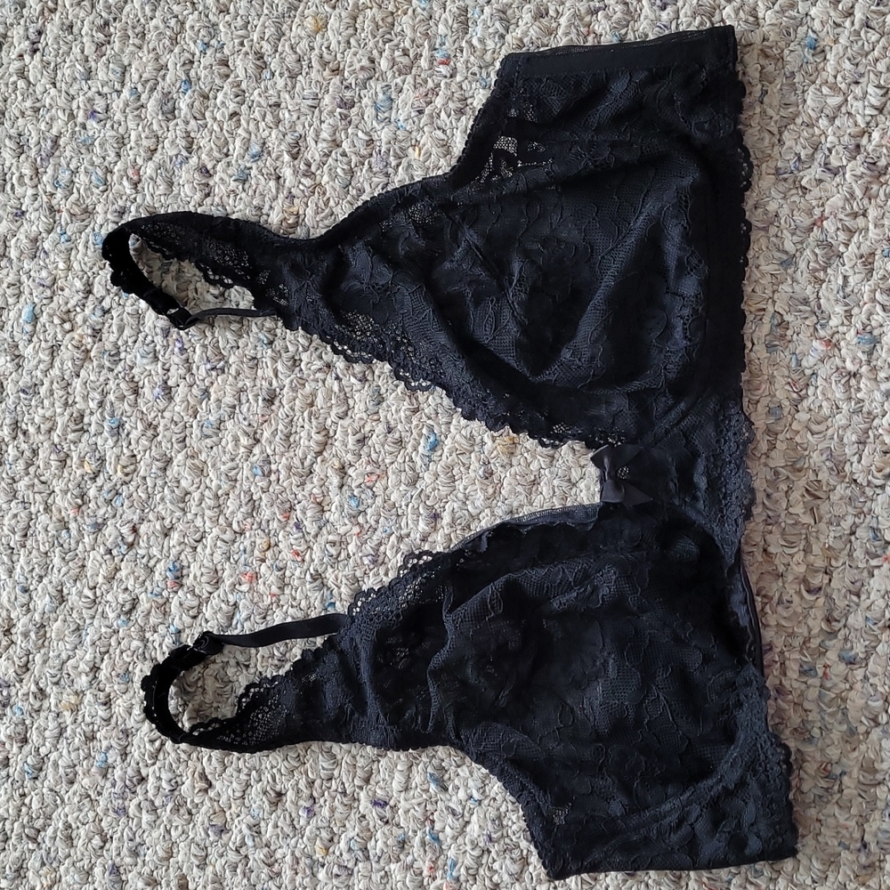 Sheer lace black bralette